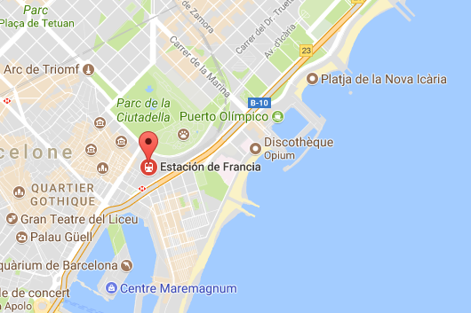 L'accident s'est produit dans la station de France, une gare du centre-ville de Barcelone - DR : Google Maps