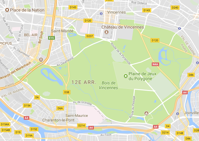 La zone naturiste du Bois de Vincennes s'étend sur 7 300 m² - DR : Google Maps