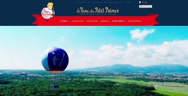 Copie écran du site internet du parc du Petit Prince