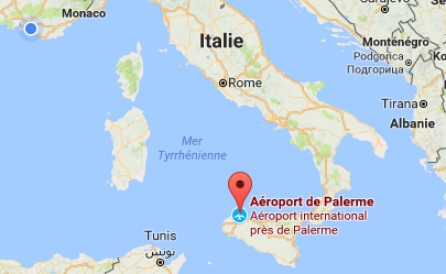 Le vol devait partir de Palerme à destination de Marseille, dimanche 10 septembre 2017 - DR : Google Maps