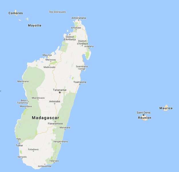 L'île de Madagascar est touchée par une épidémie de peste bubonique et pulmonaire - DR : Google Maps
