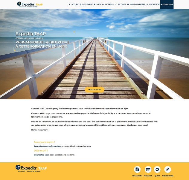 Capture d'écran de l'e-learning d'Expedia TAAP