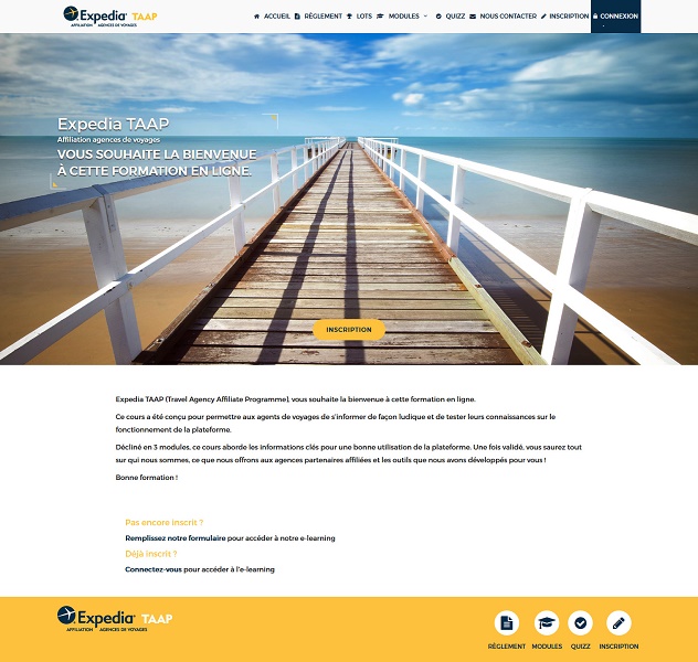 Capture d'écran de l'e-learning d'Expedia TAAP