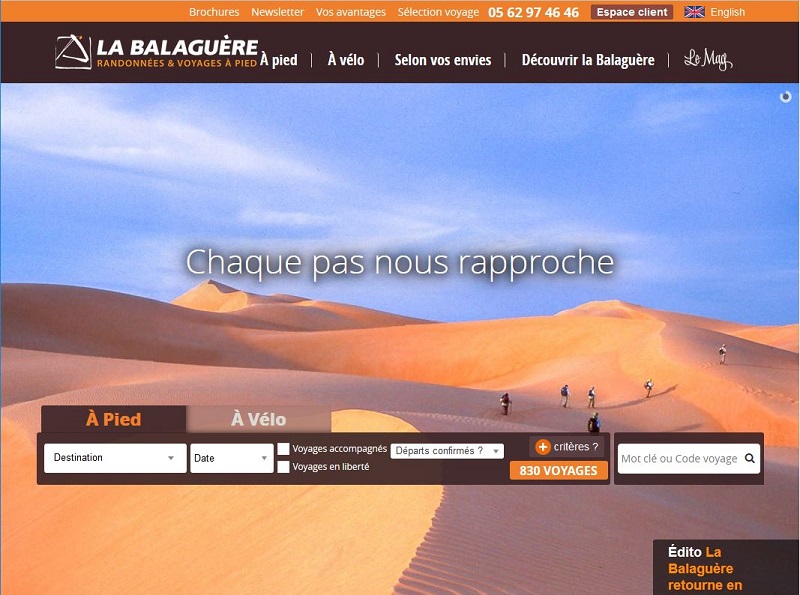 La Balaguère est un TO d'aventure spécialisé dans la randonnée pédestre et le trekking - photo : copie d'écran du site La Balaguère