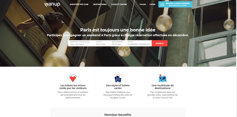 Wanup est un programme de fidélité hôtelière Crédit : Wanup