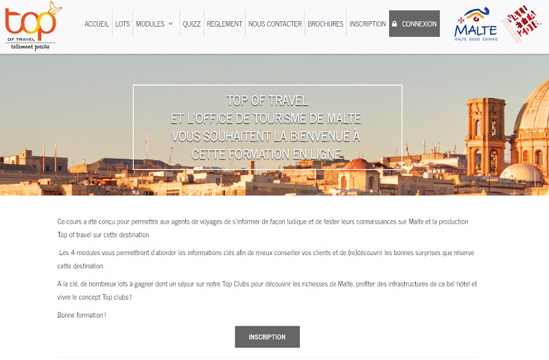 La formation en ligne lancée par Top of Travel en partenariat avec l'OT de Malte - DR Capture écran