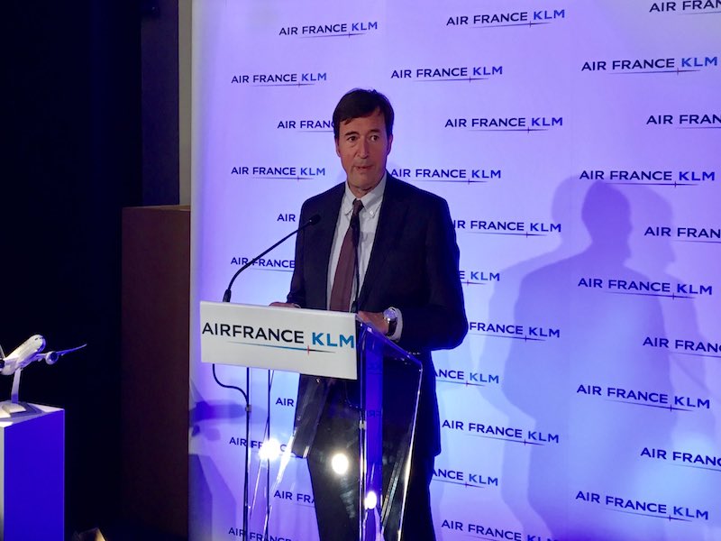 Franck Terner, DG d'Air France, tirant un premier bilan de l'année 2017 du groupe Air France-KLM, le 10 janvier à Paris © DR Twitter Air France KLM