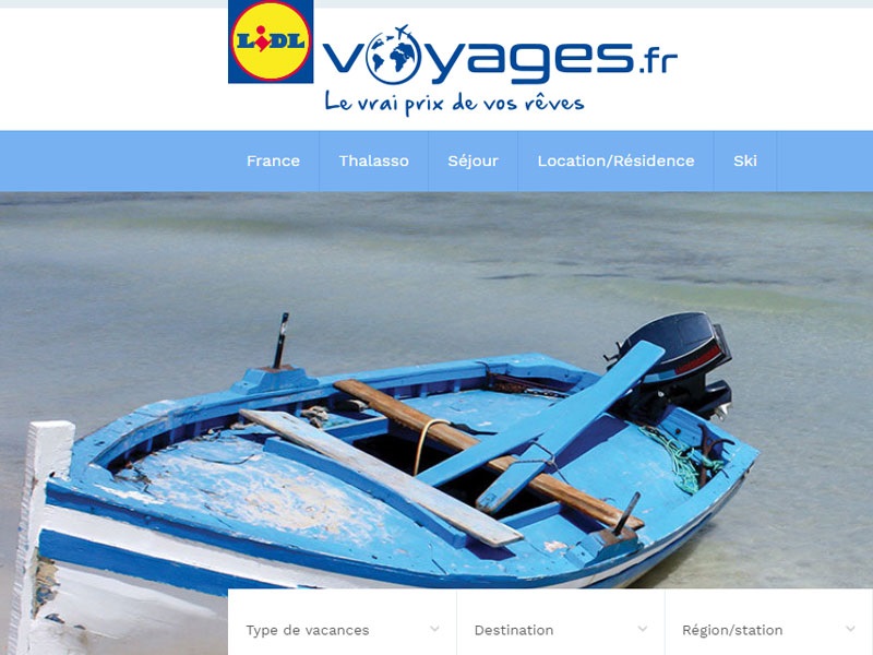 Le site Lidl Voyages lancé il y a 6 mois - DR Capture écran