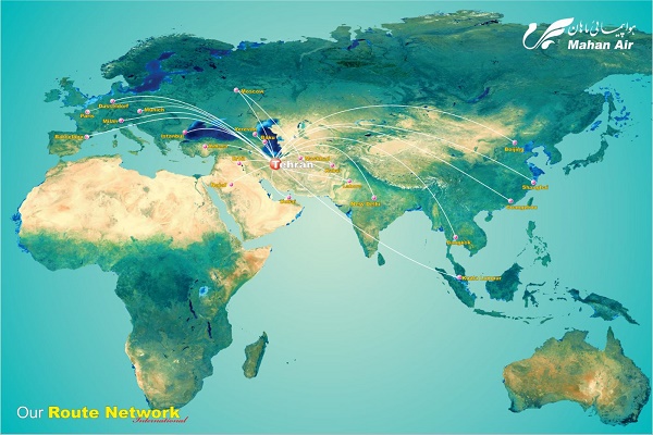 Le réseau de Mahan Air au départ de Téhéran en Iran - DR