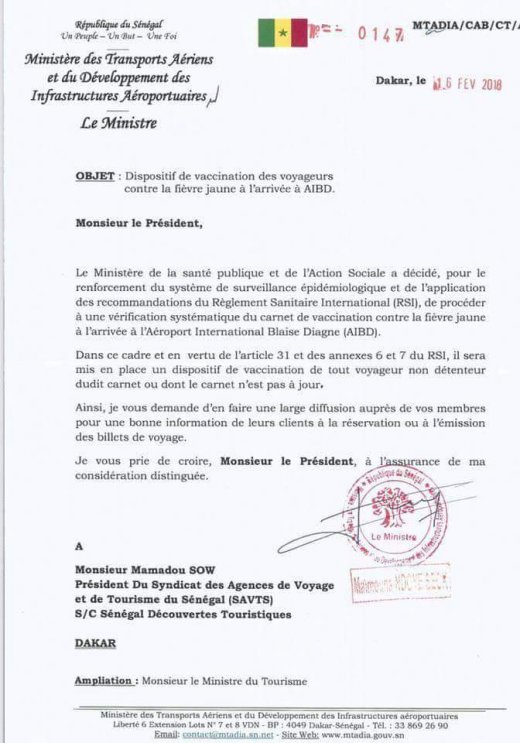 Sénégal : la situation reste à clarifier sur le contrôle du vaccin de la fièvre jaune (mise à jour)