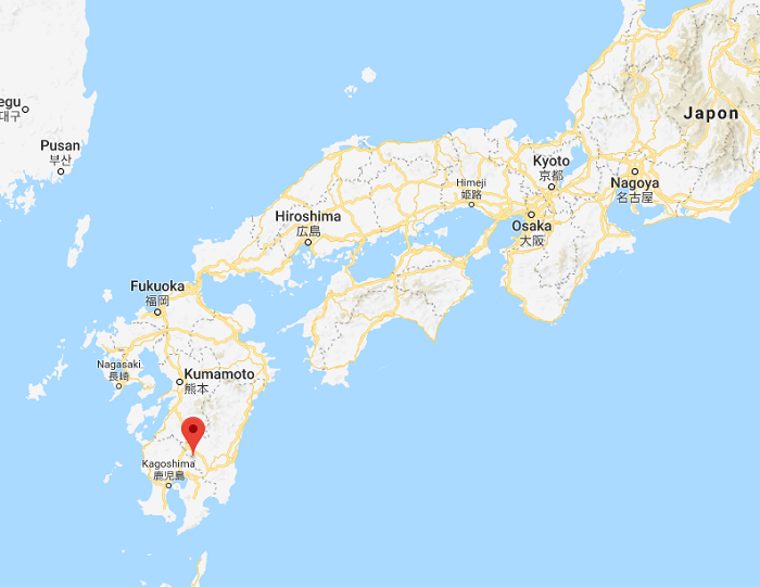 Le volcan Shinmoedake situé sur l’île de Kyushu au Japon - DR Google Maps