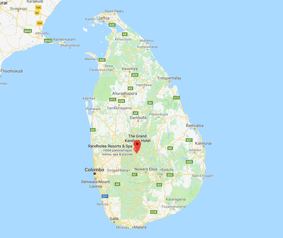 Le Quai d'Orsay informe que des incidents inter-communautaires violents se sont produits dans la région de Kandy (Digana, Teldeniya, Pallekele, centre du pays) - Photo Google Maps
