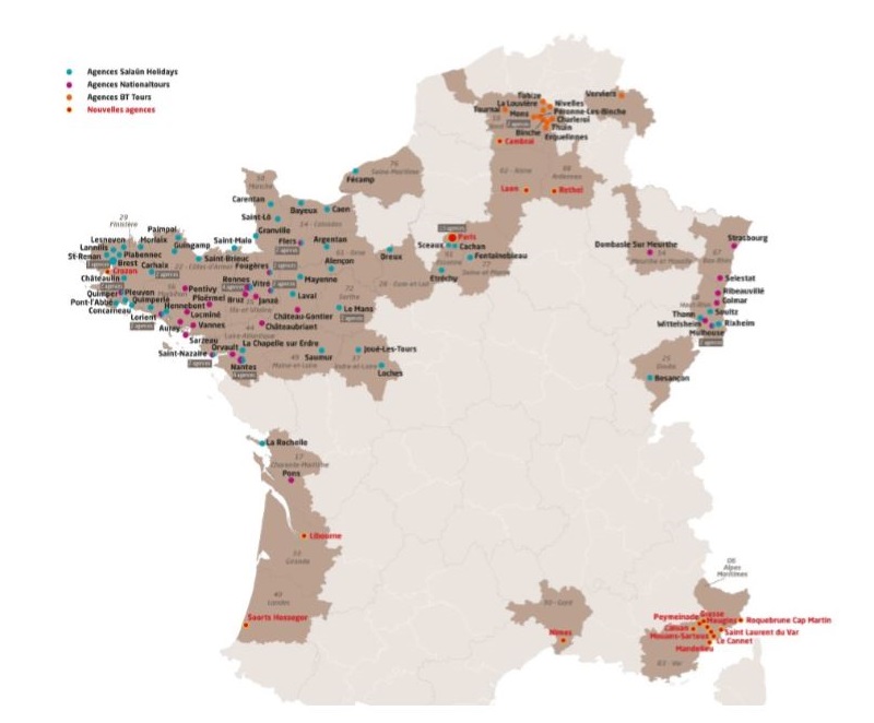 Carte des agences du réseau de distribution Salaün