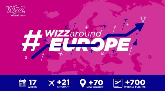 Wizz Air déploie 21 avions et 70 liaisons en 2018 - Crédit photo : Wizz Air
