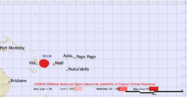 La perturbation se dirige vers la ville de Nadi, sur l'île principale de l'archipel - Crédit photo : www.met.gov.fj La perturbation se dirige vers la ville de Nadi, sur l'île principale de l'archipel - Crédit photo : www.met.gov.fj