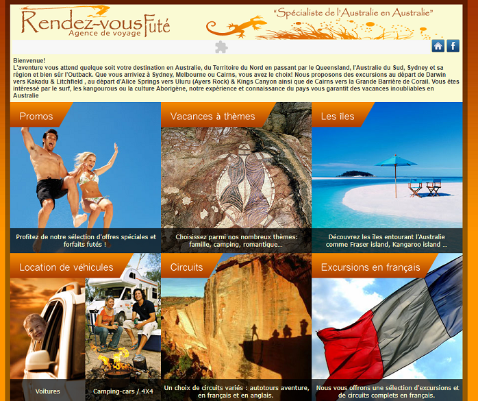 Le site Rendez-vous Futé est encore accessible à l'adresse australie-voyages.com - DR Capture écran