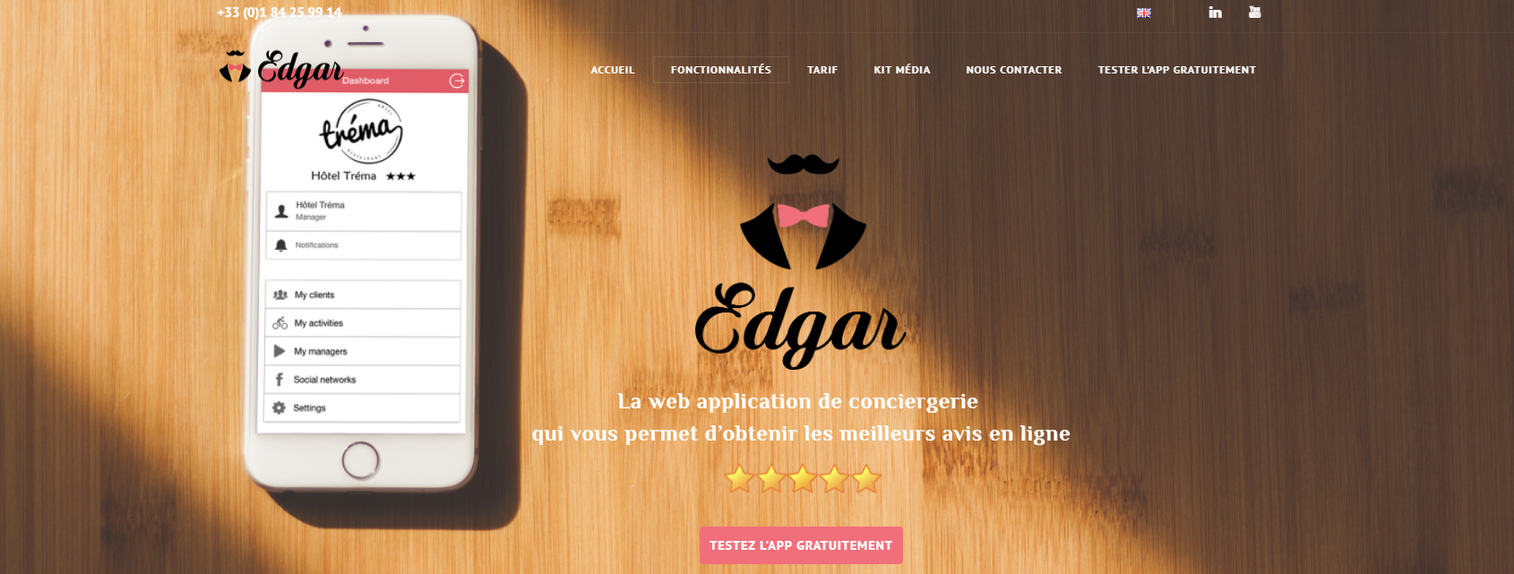 Edgar est une application de conciergerie, qui permet d’obtenir les meilleurs avis en ligne en assurant la gestion en temps réel de la relation client - Edgar