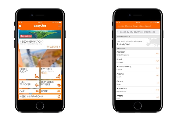 easyJet intègre la start-up LuckyTrip à son application - Crédit photo : easyJet