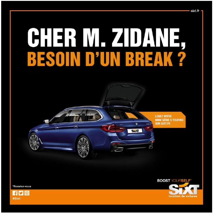 Sixt surfe sur le départ de Zidane