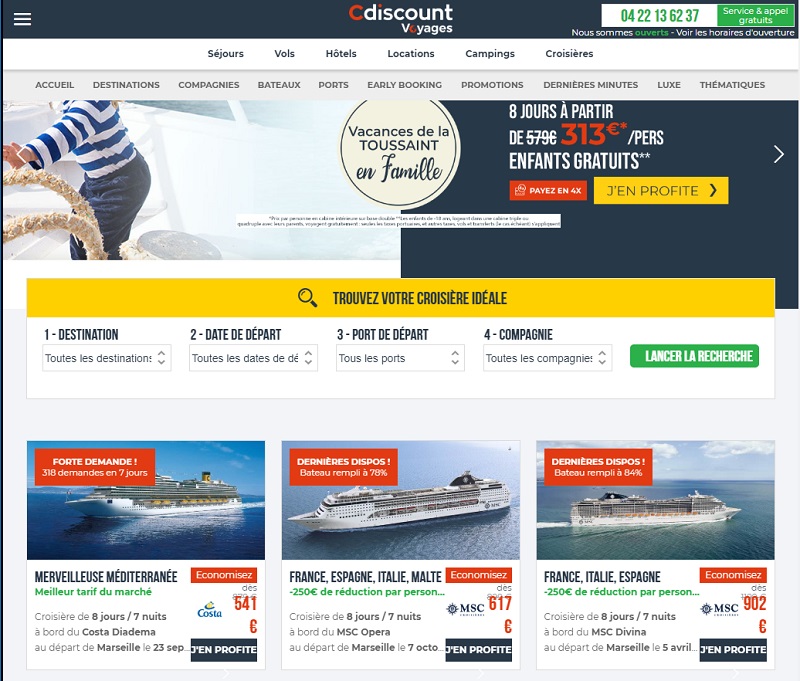 Le site de Cdiscount propose désormais l'offre croisières de Croisieres.fr - DR