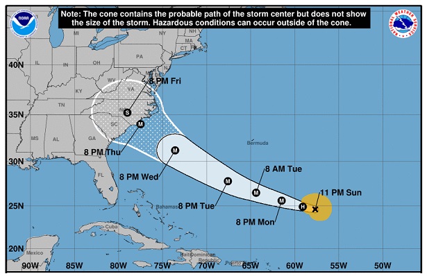 Florence va se renforcer pour devenir un ouragan majeur, et toucher les USA dès le 13 septembre 2018 - Crédit photo : NHC