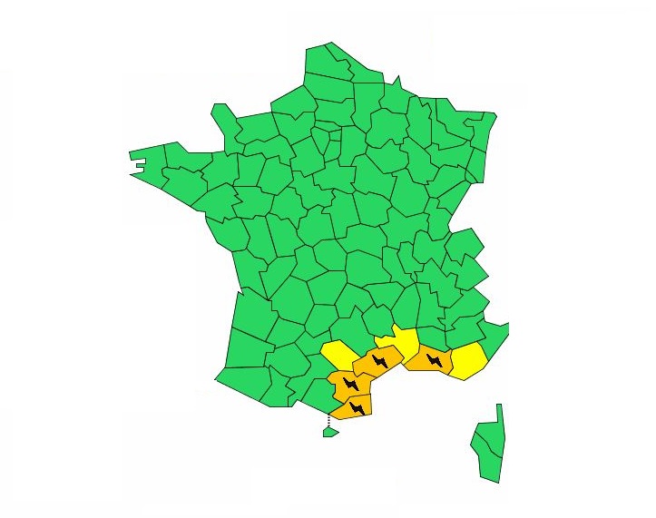 Carte : Météo France - valable jusqu'au 9 octobre 2018 16h