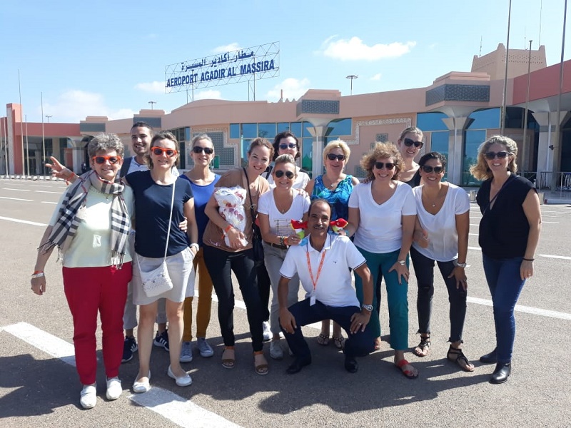 Les 10 conseillères tourisme ont pris la direction d'Agadir, accompagnées de leur animatrice réseau Catherine Arvor et de leurs 3 partenaires : Bravo Club, April et Amérigo - DR : Examonde Voyages