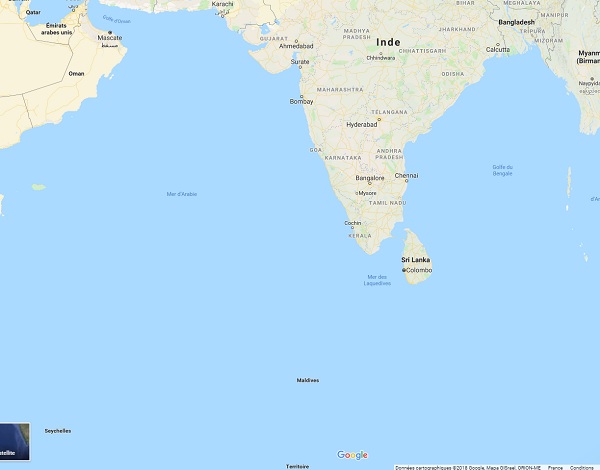 Sri Lanka, le Quai d'Orsay recommande la prudence aux voyageurs - Crédit photo : Google Maps