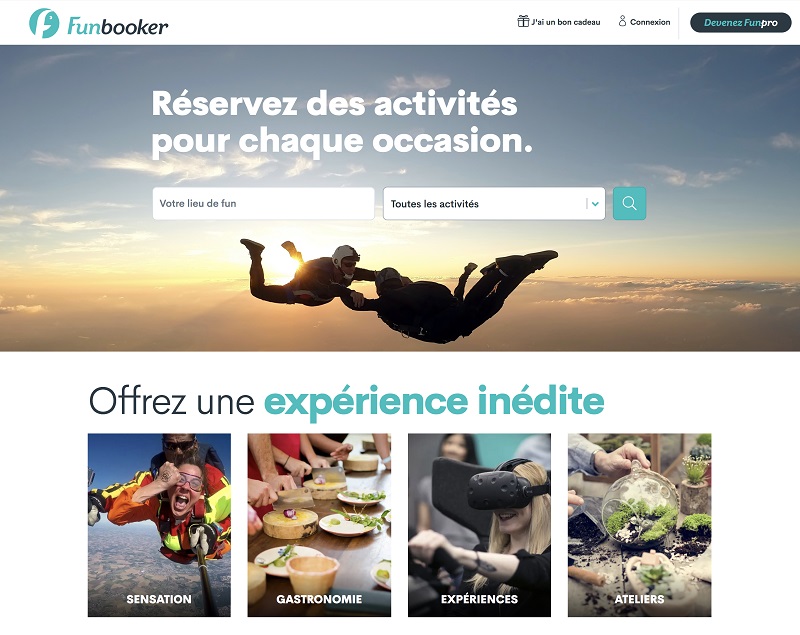 Funbooker met en lumière tout un éventail d'activités de loisirs proposées par des professionnels directement au grand public, avec la possibilité de réserver en ligne - DR : FunBooker
