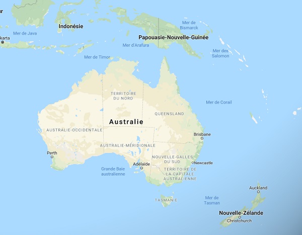 Saison cyclonique en Australie : Certaines régions au Nord (Northern Territory et Queensland) et à l’Ouest (Western Australia) sont particulièrement concernées - Google Map