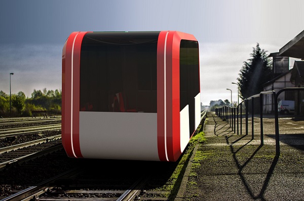 Le Taxirail imaginé par Régis Coat sera commandé par les usagers via une application, première commercialisation estimée en 2023 - Crédit photo : Exid C&D