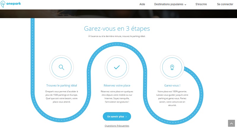 D’ici 2023, Onepark vise 5 000 parkings référencés sur sa plateforme de réservation - Capture écran