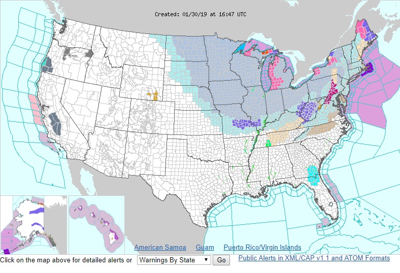 Une vague de froid en provenance de l'arctique touche les Etats du Nord-Est des Etats-Unis - Photo Weather.gov/