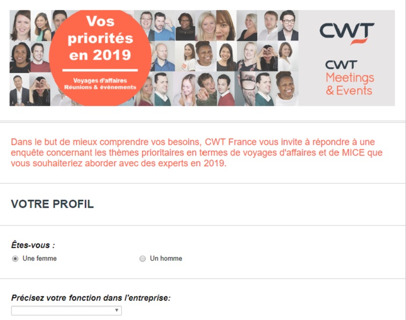 CWT France enquête sur les priorités 2019 dans le voyage d'affaires