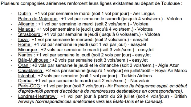 Aéroport de Toulouse : 4 nouvelles destinations au programme Printemps-Été 2019