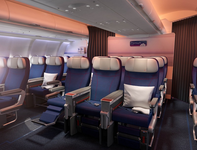 La cabine Premium Economy propose 21 sièges, avec plus d’espace privé et un accoudoir central élargi - DR : Brussels Airlines