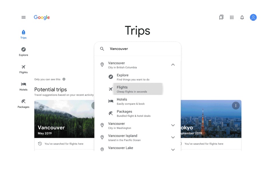 Les utilisateurs de Trips par Google pourront réserver les vols et hôtels sur un même portail - Crédit photo : Google