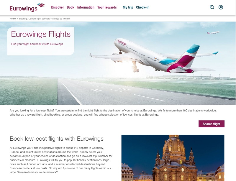 Les vols Eurowings peuvent désormais être combinés avec ceux de Norwegian Air Shuttle et SunExpress - DR : Eurowings Flight