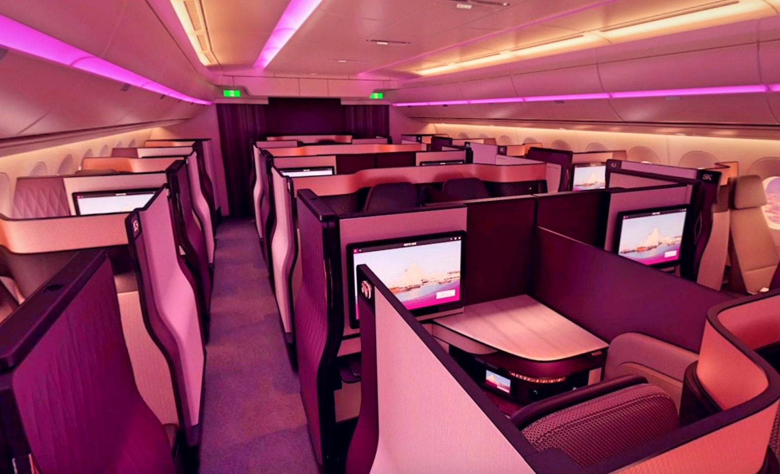 La fameuse Q-Suite, autoproclamée "meilleur classe affaires du monde", est instalée sur les 777 desservant Paris © QA