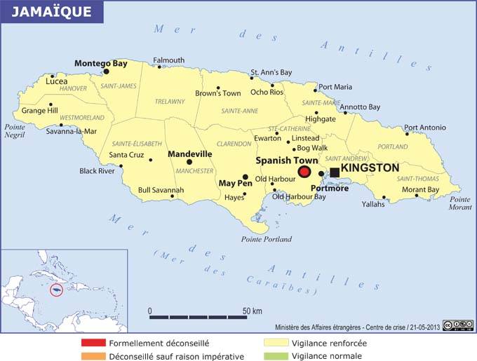 L'Etat d'urgence déclaré dans 4 régions de la Jamaïque - DR MEAE L'Etat d'urgence déclaré dans 4 régions de la Jamaïque - DR MEAE