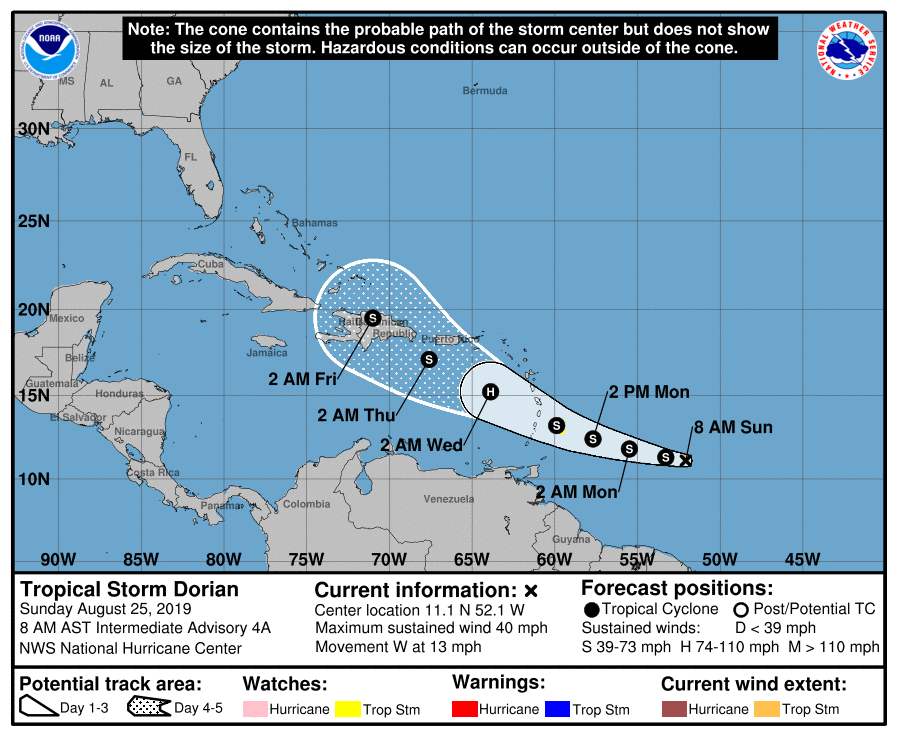 Une partie des Antilles sur la route de la tempête Dorian