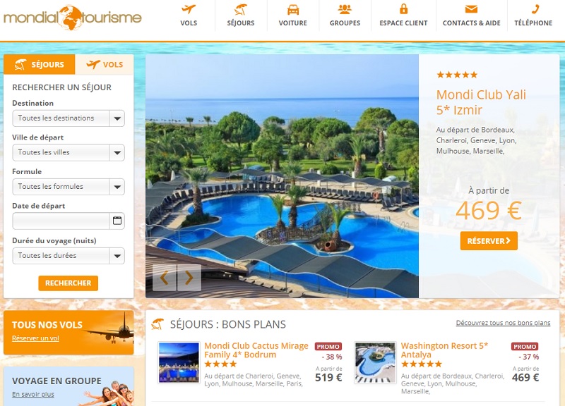 Mondial Tourisme est spécialisé sur la Turquie, la Tunisie, l'Egypte et Rhodes - DR : Capture d'écran Mondial Tourisme