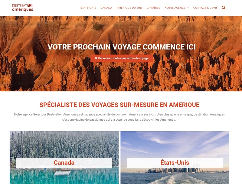 Le site web de "Destinations Amériques" a connu une mise à jour - Crédit photo : Destinations Amériques