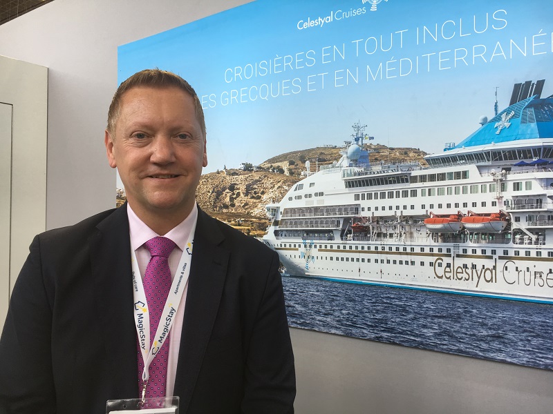 Leslie Peden, directeur commercial de Celestyal Cruises, le 2 octobre 2019, au salon IFTM Top Resa. - CL