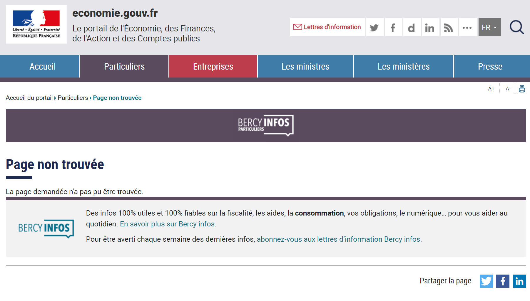 La page du site web de Bercy consacrée au Chargeback est aux abonnés absents depuis quelques jours... /capture d'écran