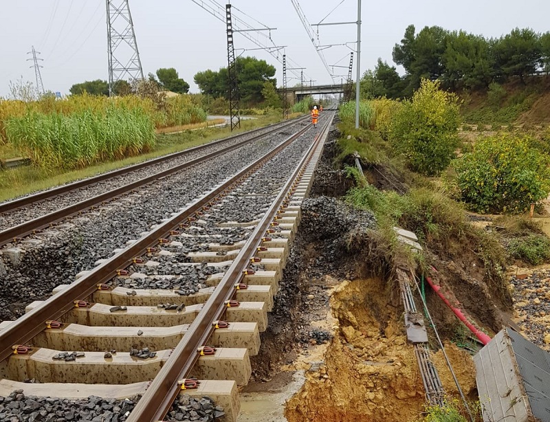 La ligne Narbonne - Montpellier sera à l'arrêt durant au moins 10 jours - DR : Twitter SNCF TER Occitanie