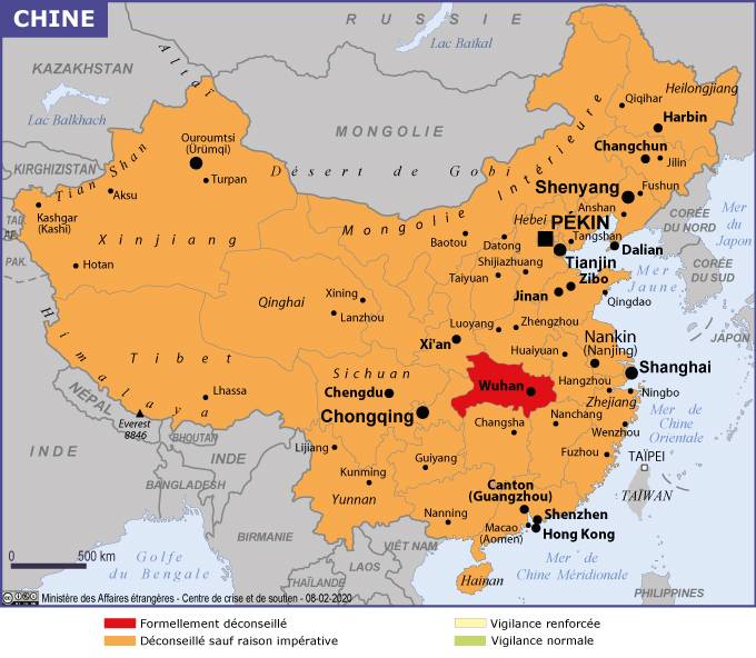 Coronavirus Chine Le Quai D Orsay Passe La Carte En Orange Coronavirus Chine Le Quai D Orsay Passe La Carte En Orange