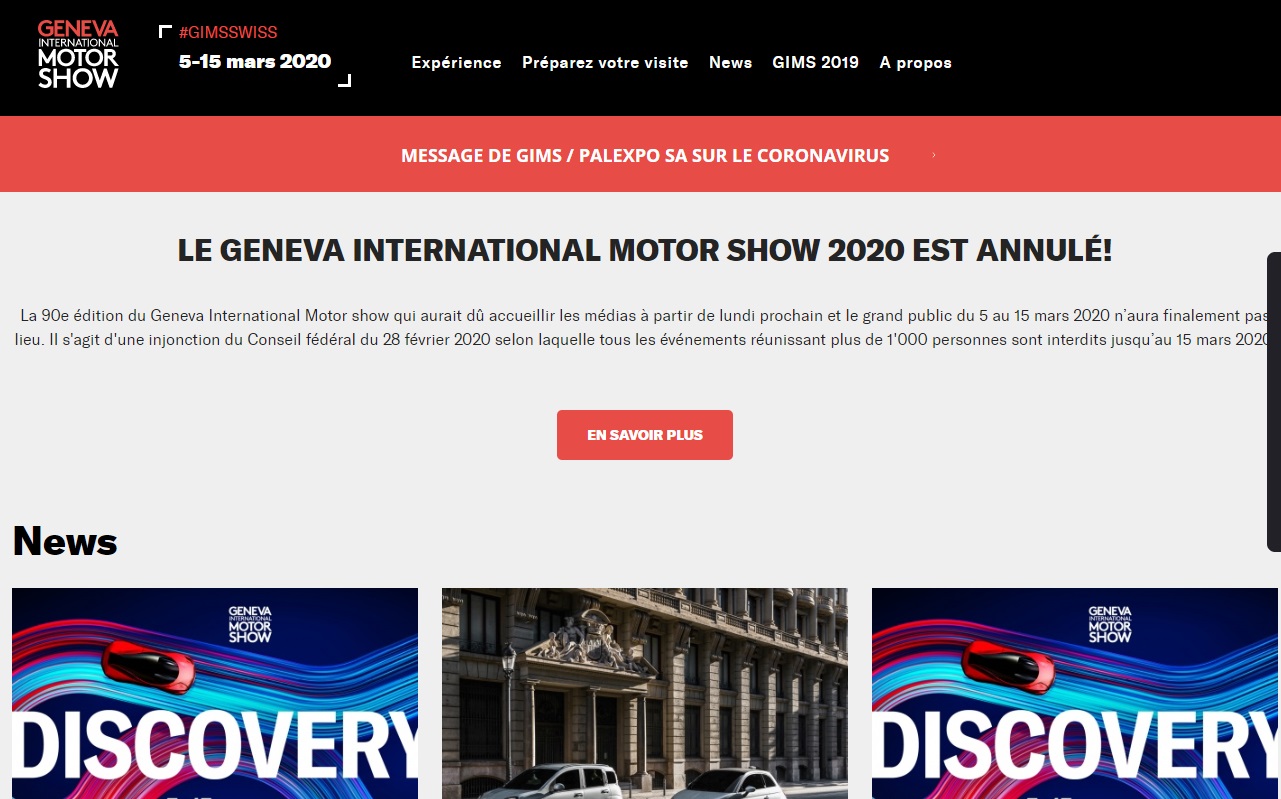 LE GENEVA INTERNATIONAL MOTOR SHOW 2020 est annulé pour cause de coronavirus - DR