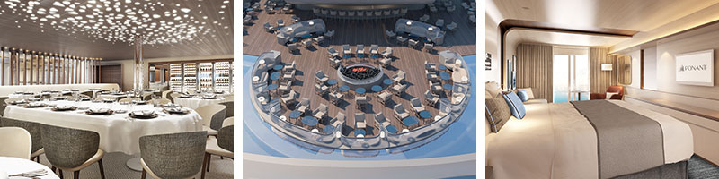 Cabine et Salon - ©STUDIO JP NUEL - Blue lagoon extérieur - ©PONANT Wilmotte & Associés Architectes