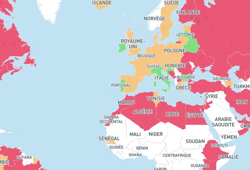 La start-up Ulysse propose une carte interactive mise à jour sur les réouvertures des frontières - DR